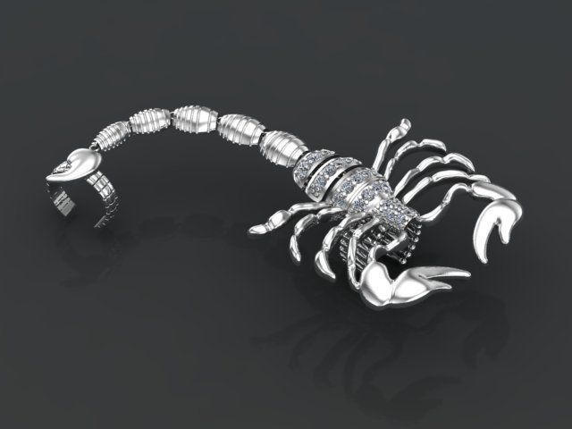 Mechanical Scorpion Ring 3D print model_8