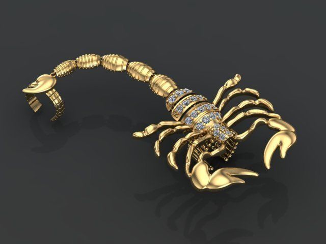 Mechanical Scorpion Ring 3D print model_3
