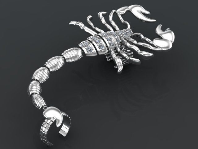 Mechanical Scorpion Ring 3D print model_7