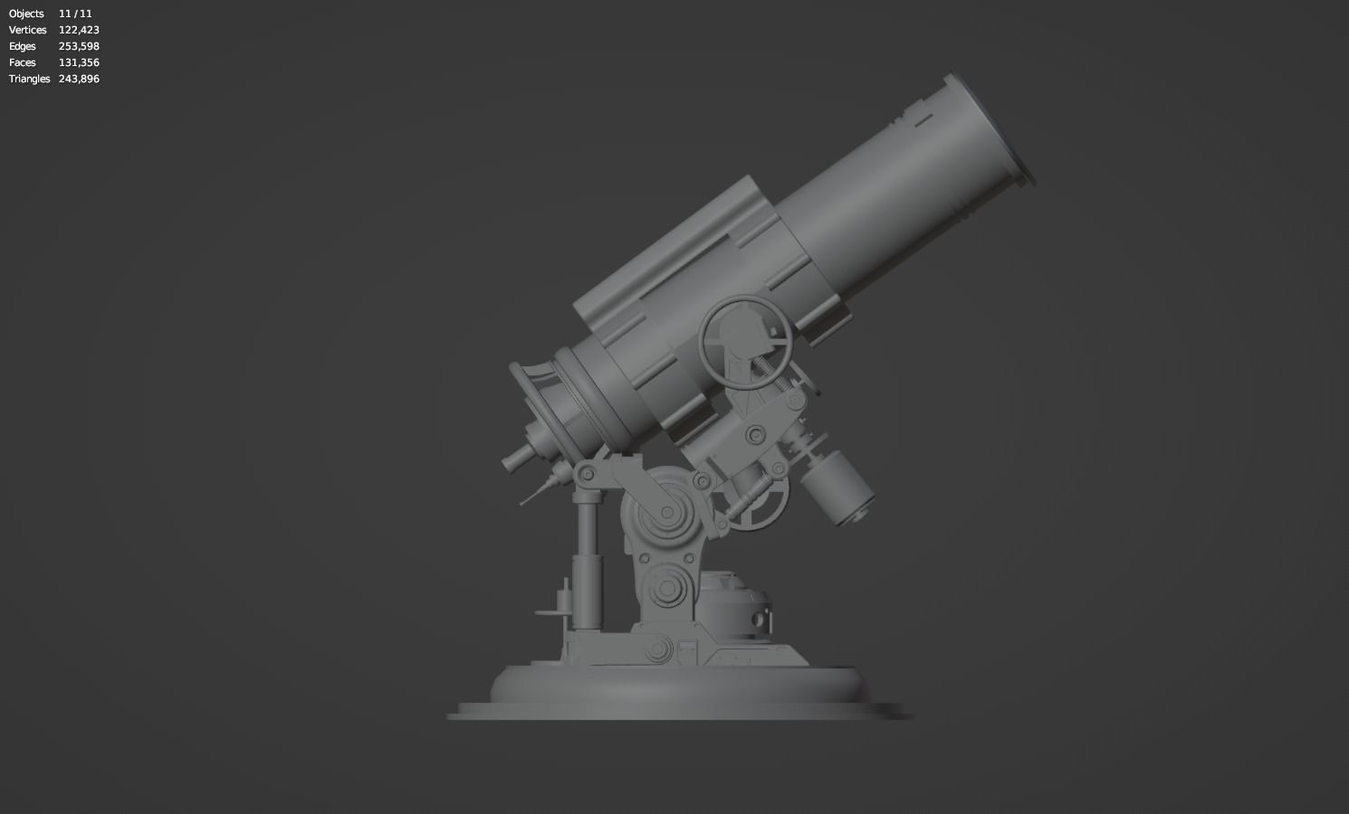 Astronomical Telescope - 4 - Untextured 3D model_11