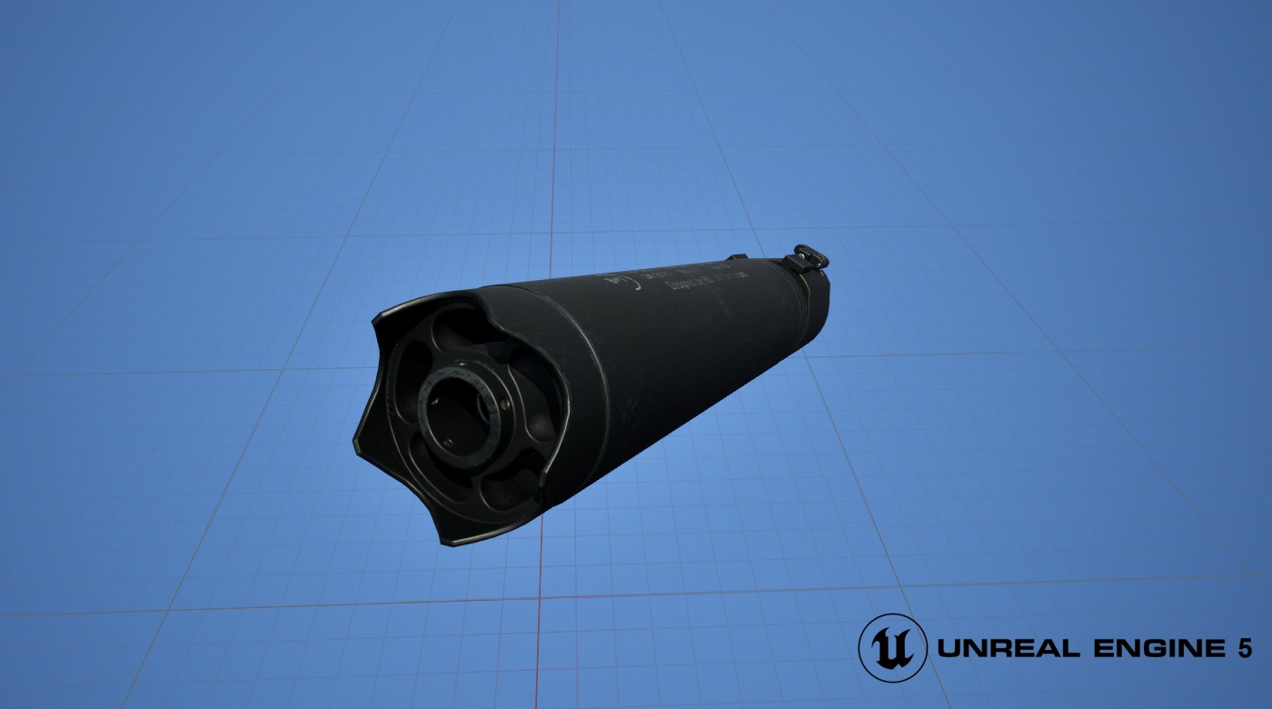 Rotex V suppressor Low-poly 3D model_9