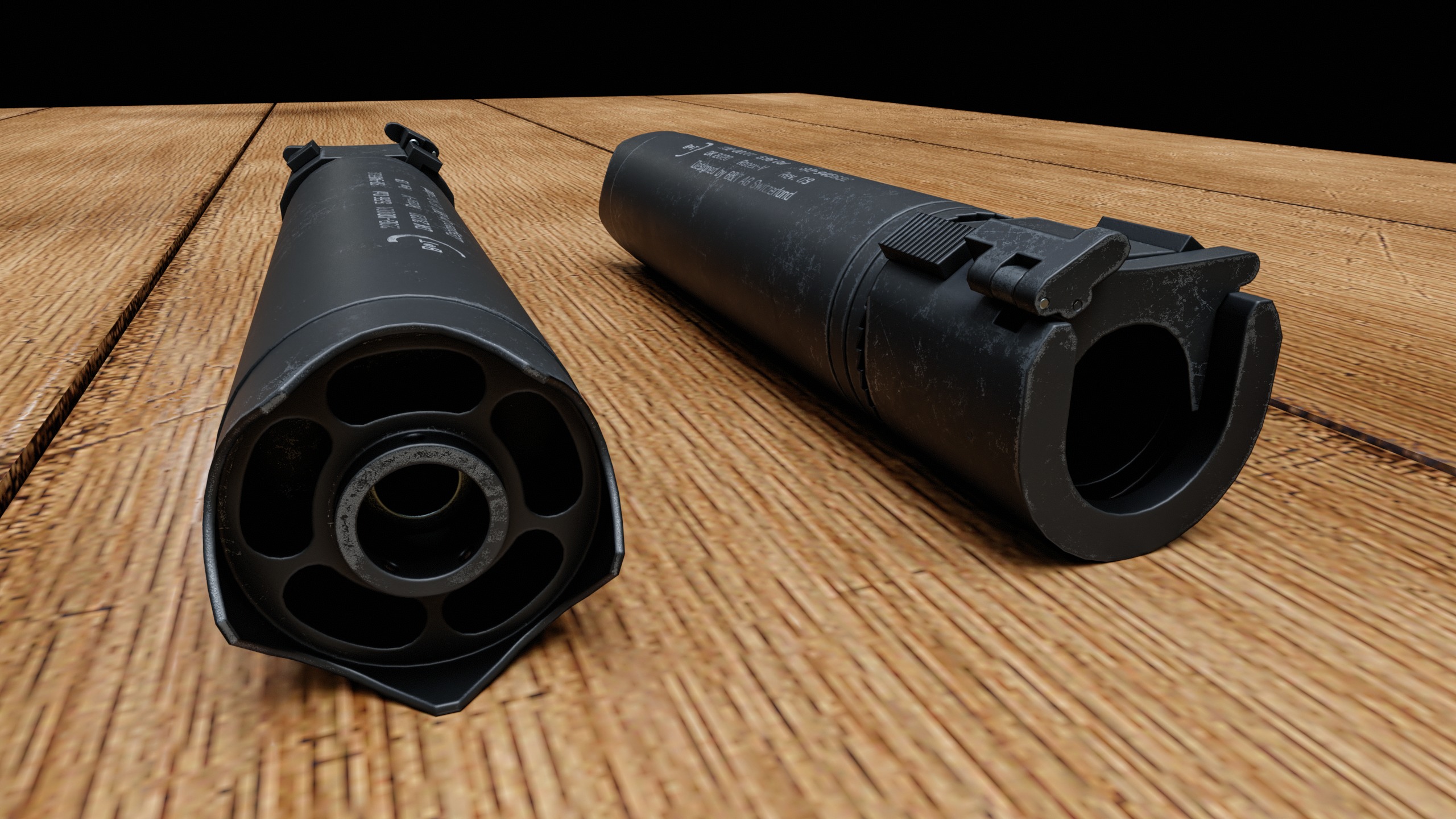 Rotex V suppressor Low-poly 3D model_1