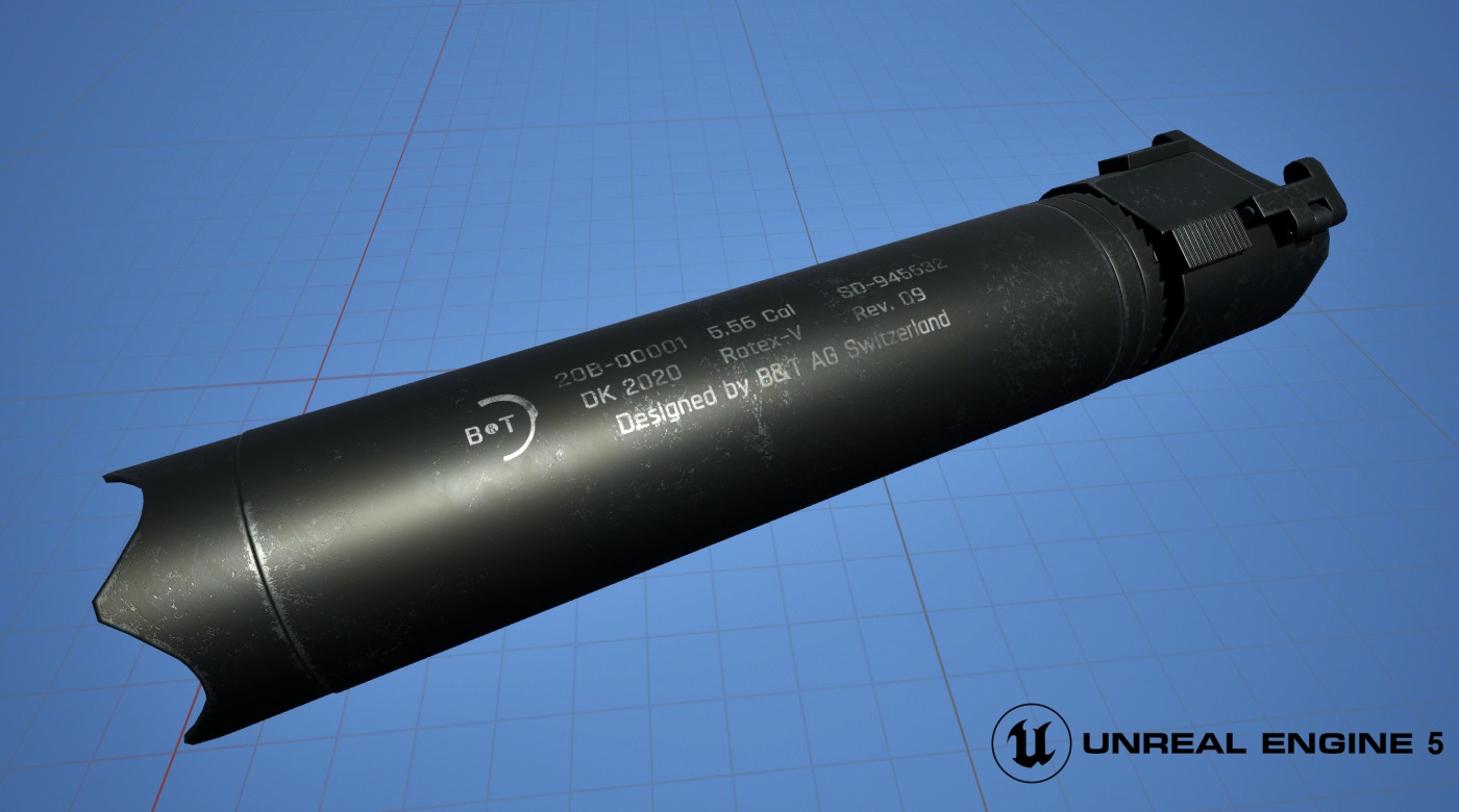 Rotex V suppressor Low-poly 3D model_8