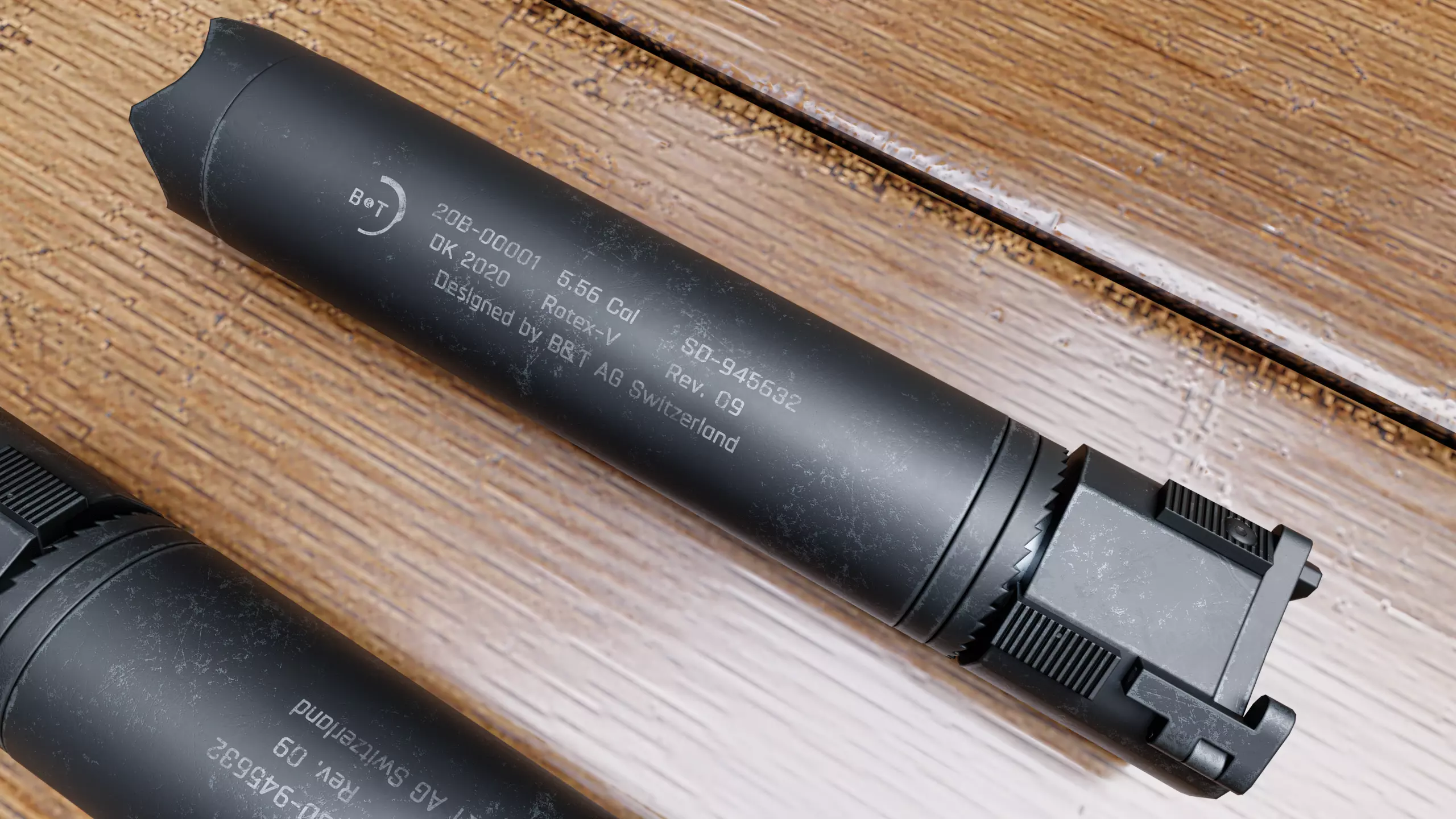 Rotex V suppressor Low-poly 3D model_0