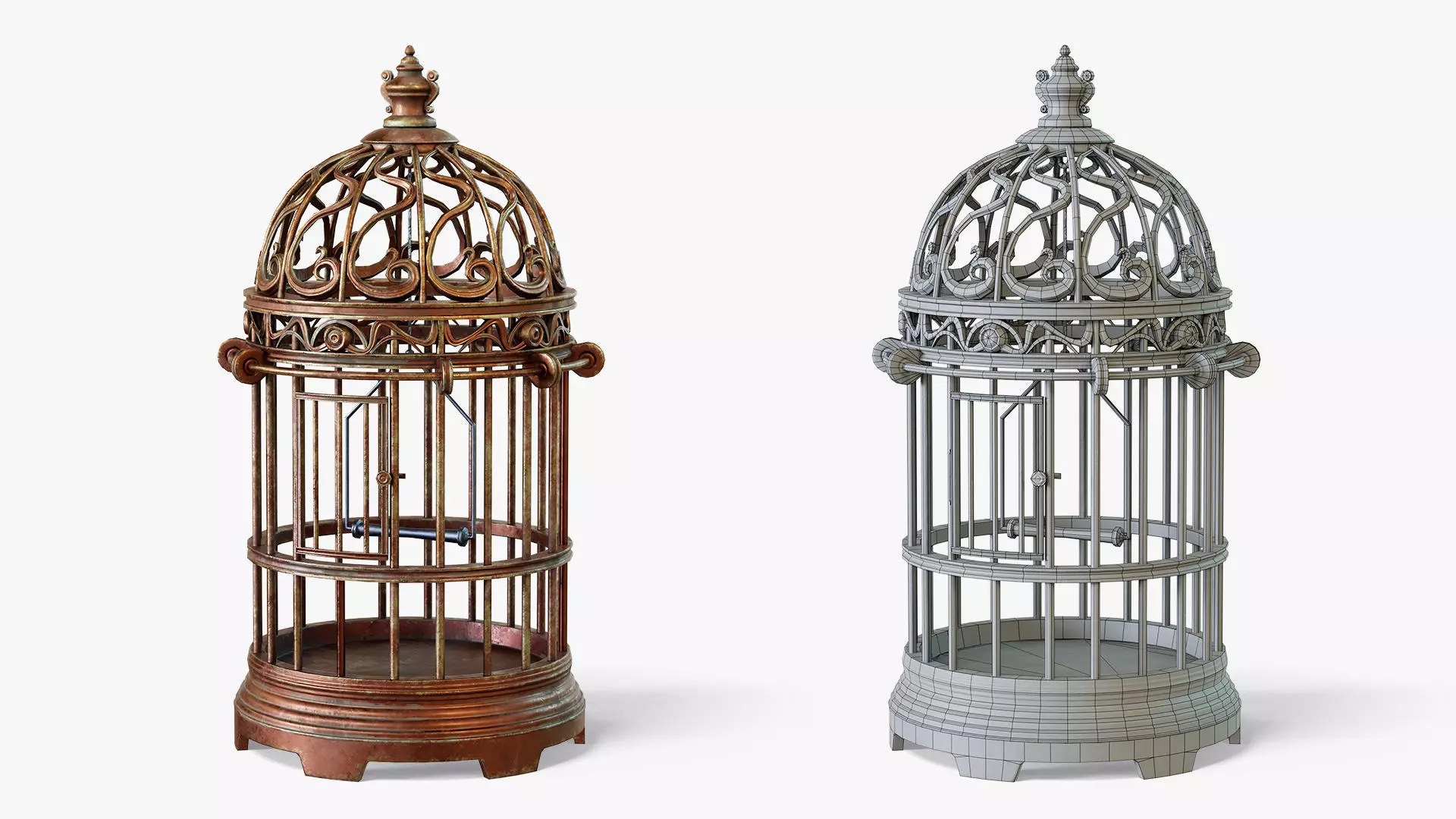 Birdcage Vintage Low-poly 3D model_0