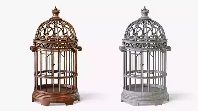 Birdcage Vintage Low-poly 3D model
