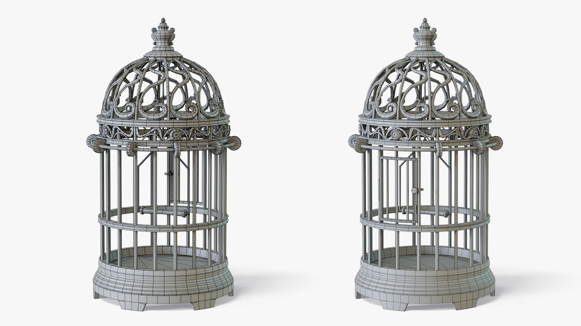 Birdcage Vintage Low-poly 3D model_2