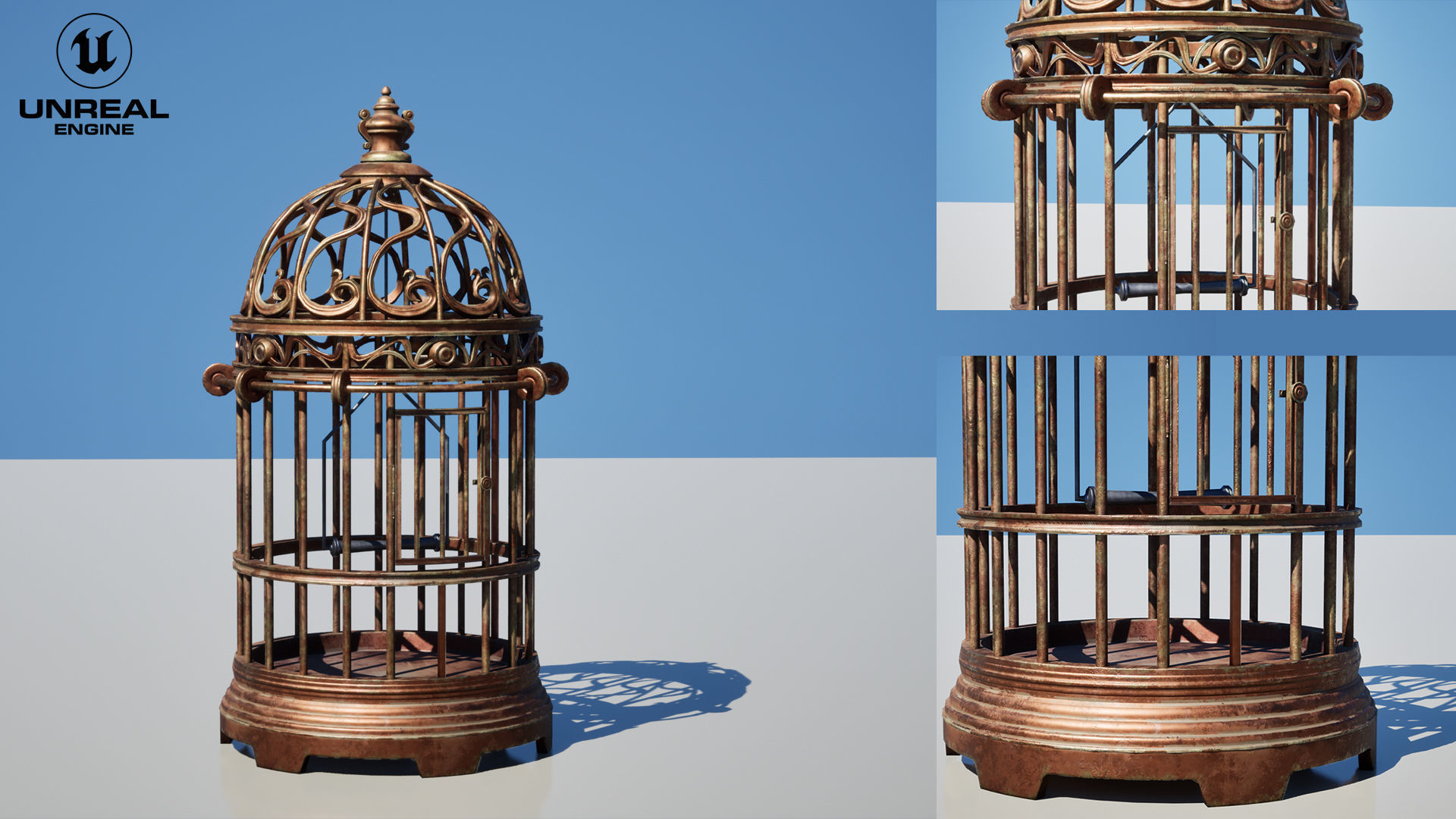 Birdcage Vintage Low-poly 3D model_14