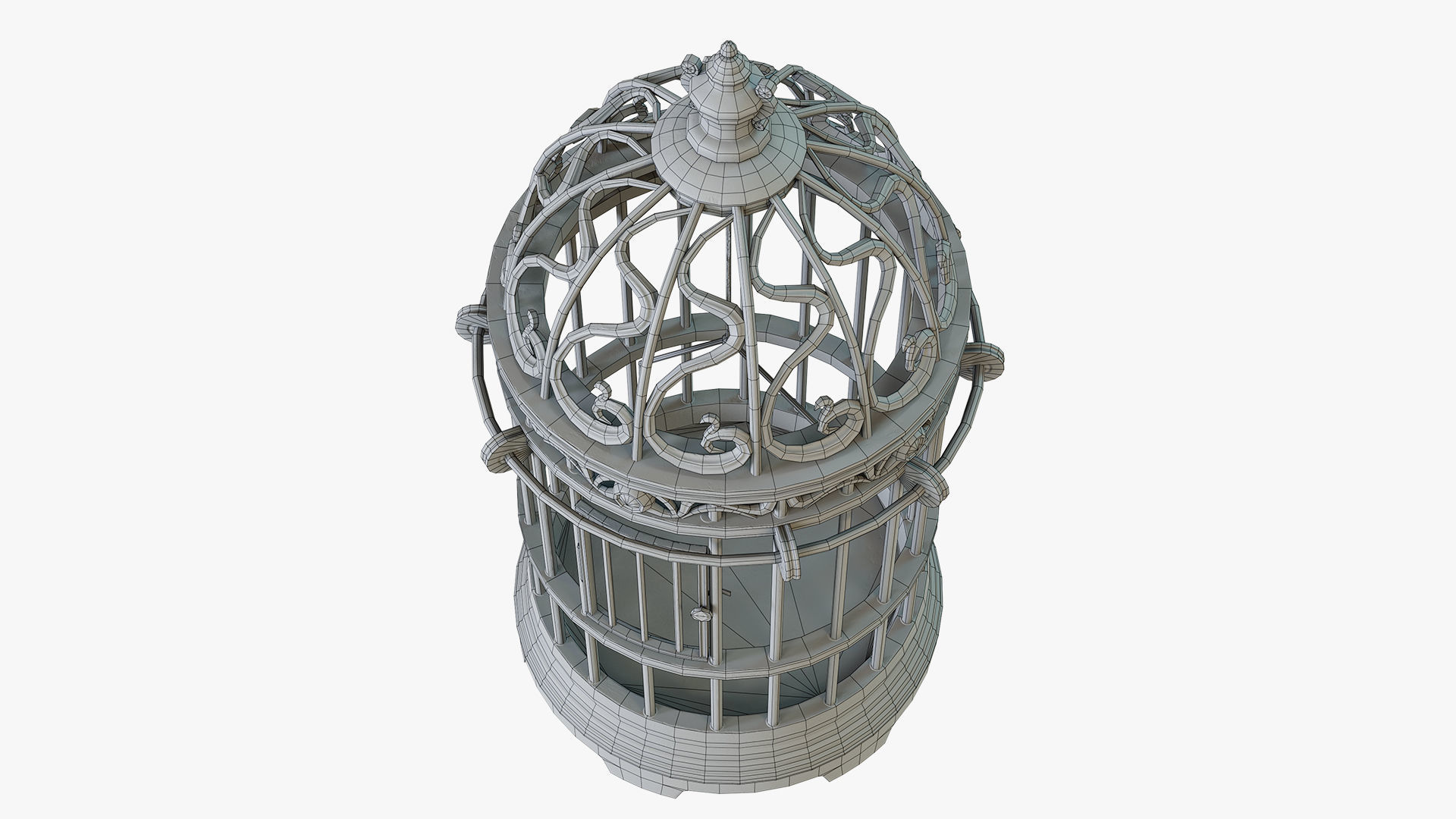 Birdcage Vintage Low-poly 3D model_8