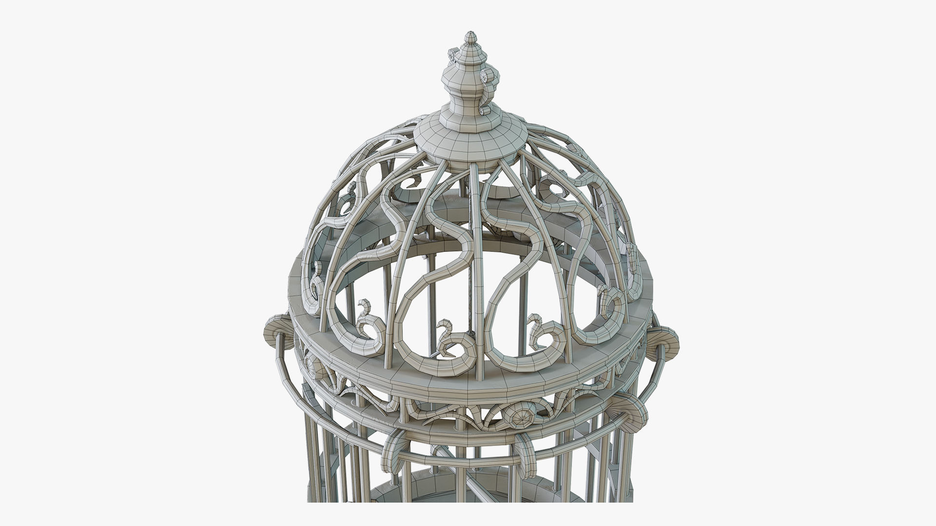 Birdcage Vintage Low-poly 3D model_9