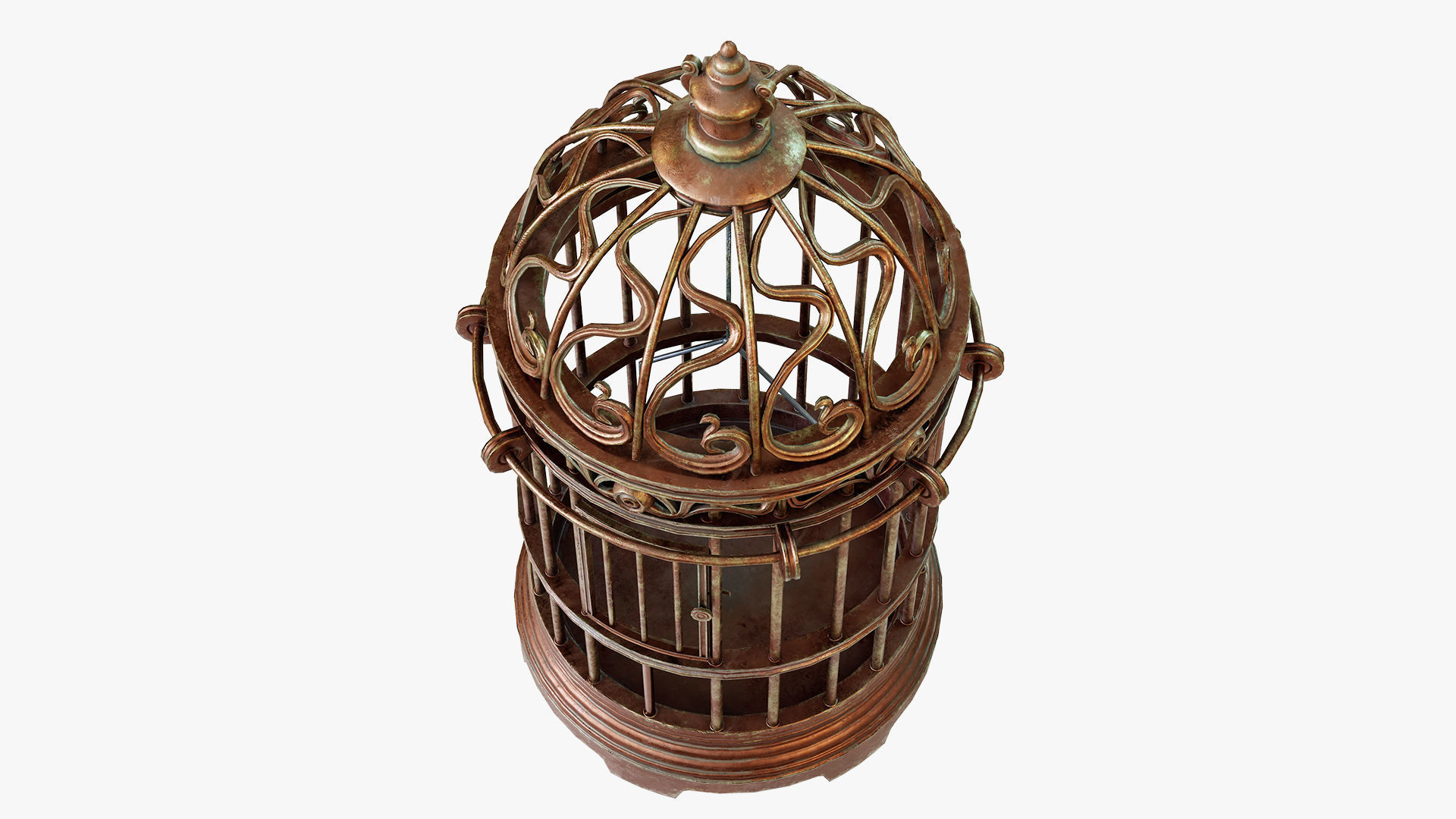 Birdcage Vintage Low-poly 3D model_3