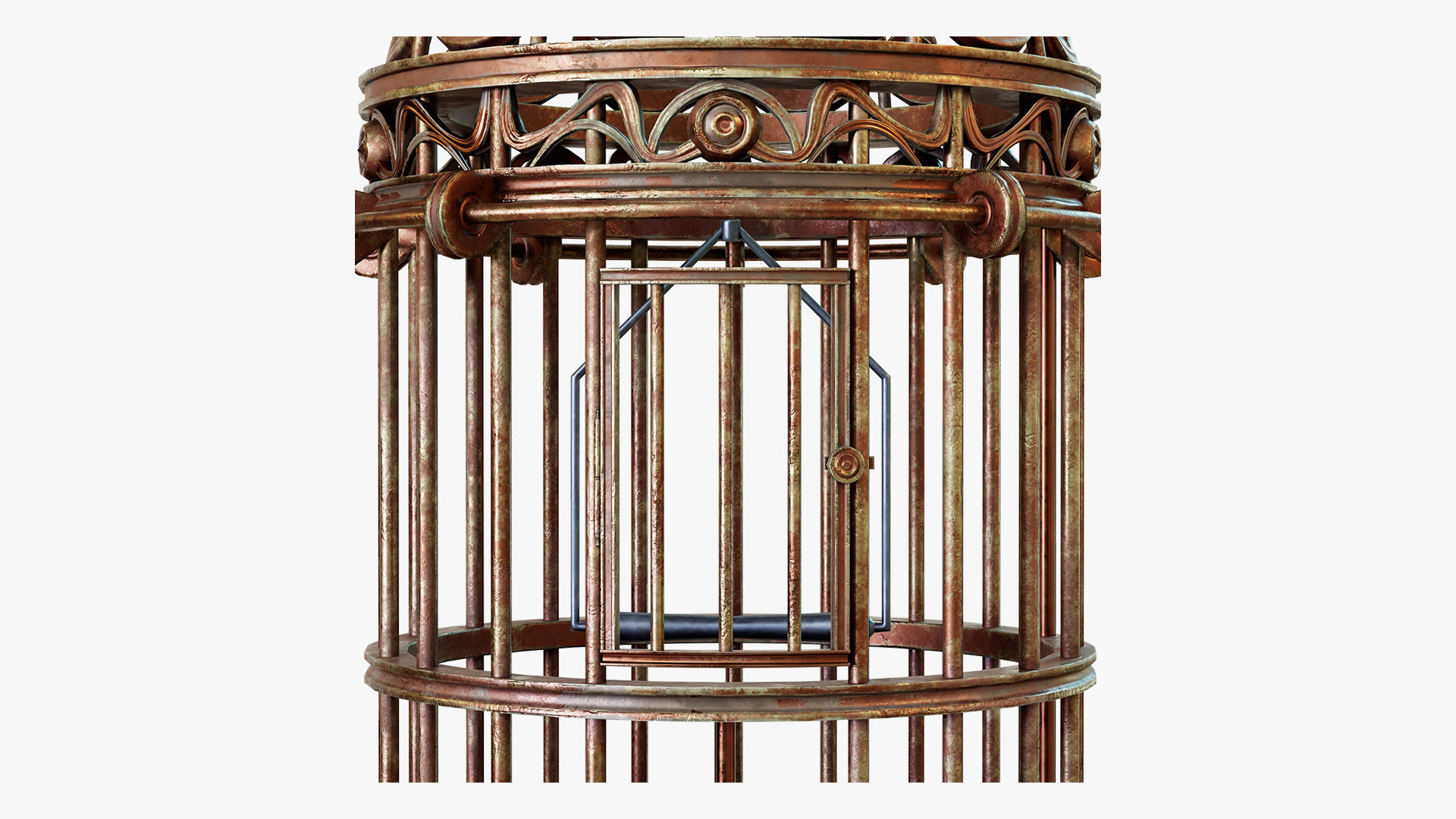 Birdcage Vintage Low-poly 3D model_5