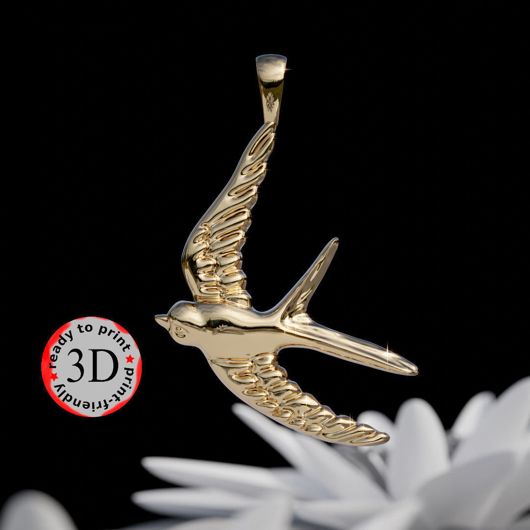 swallow pendant 3D print model_2