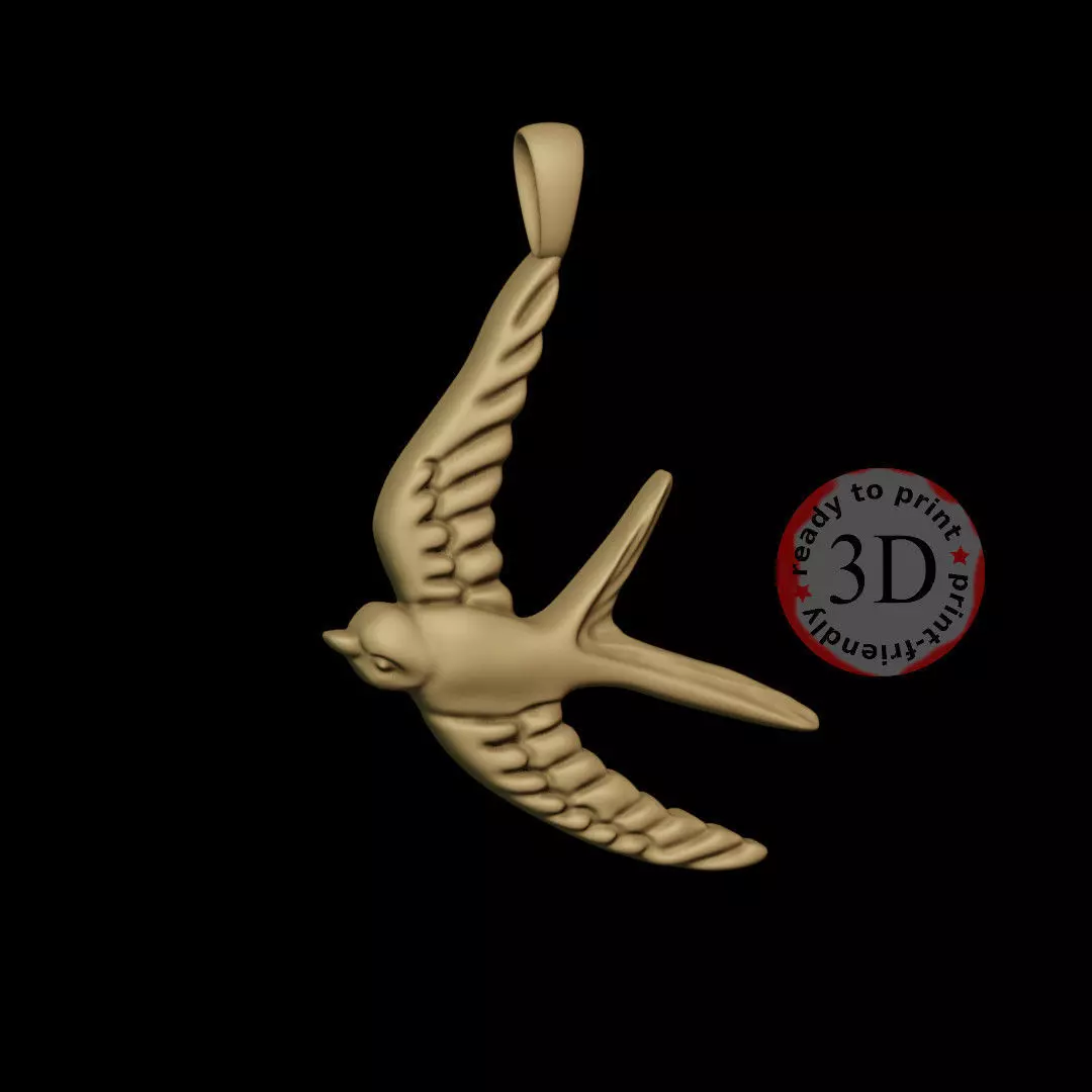 swallow pendant 3D print model_0