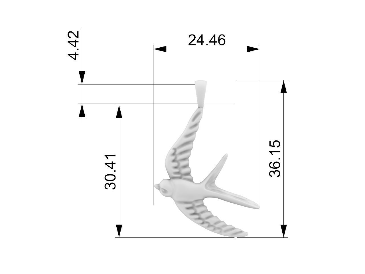 swallow pendant 3D print model_7