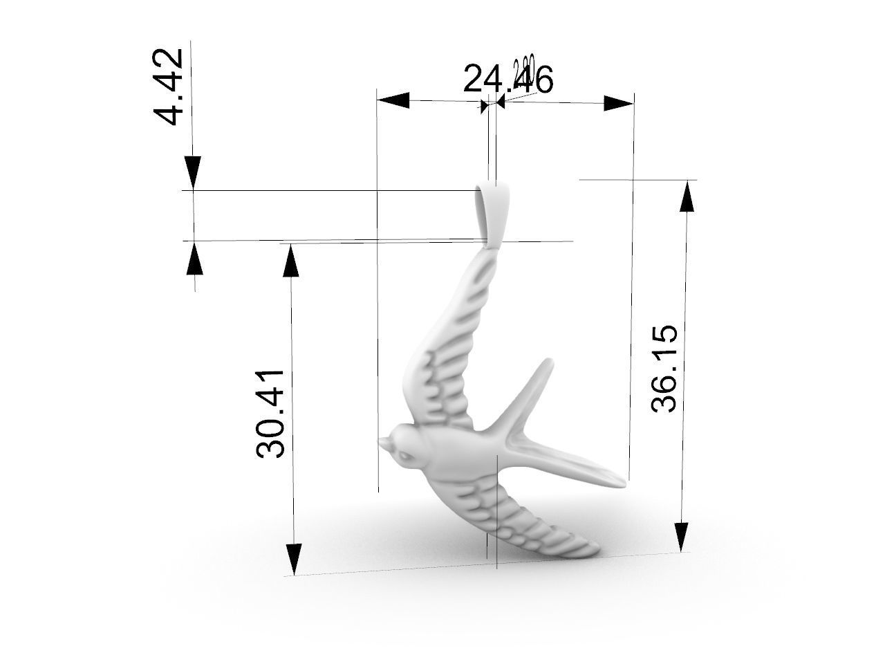swallow pendant 3D print model_6