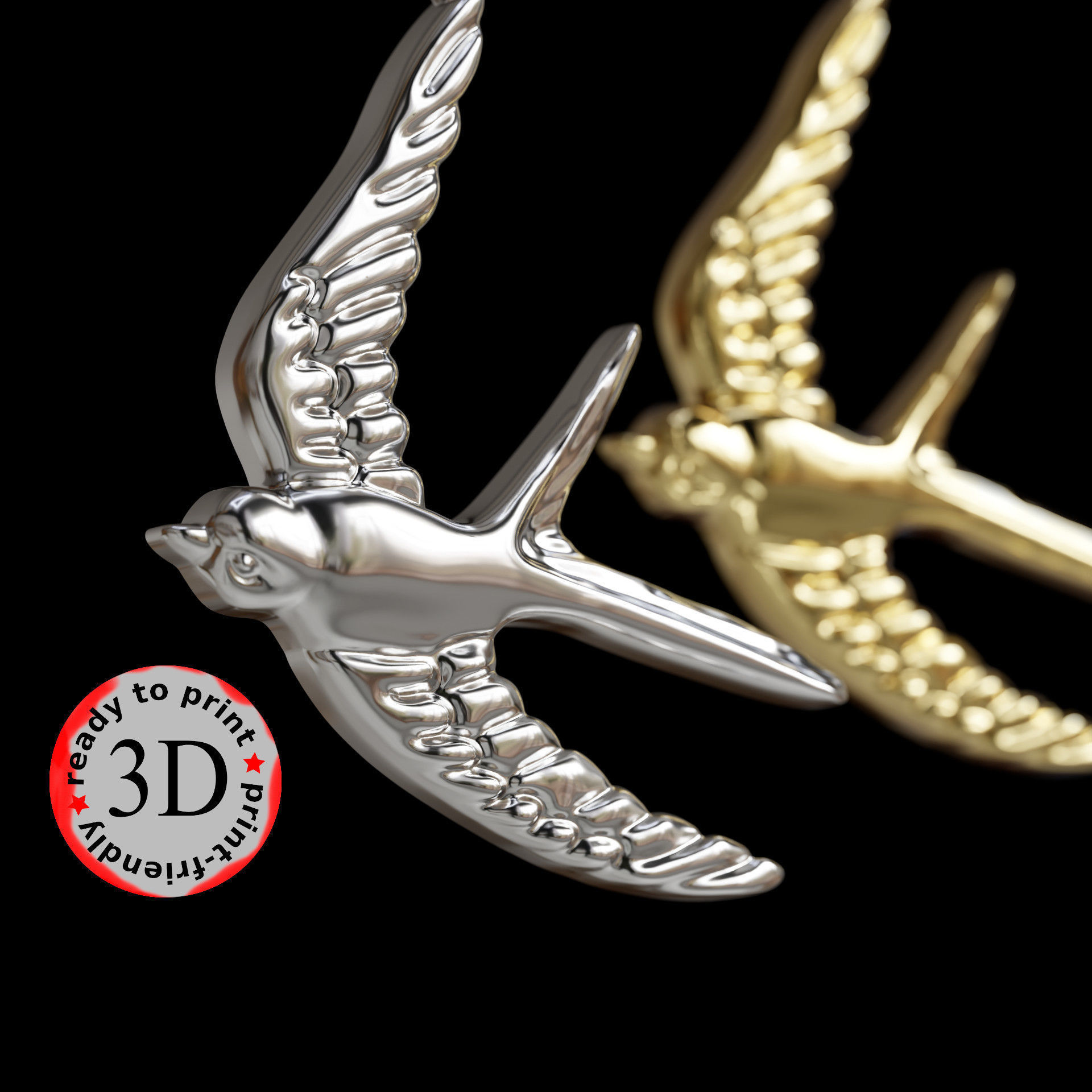 swallow pendant 3D print model_1