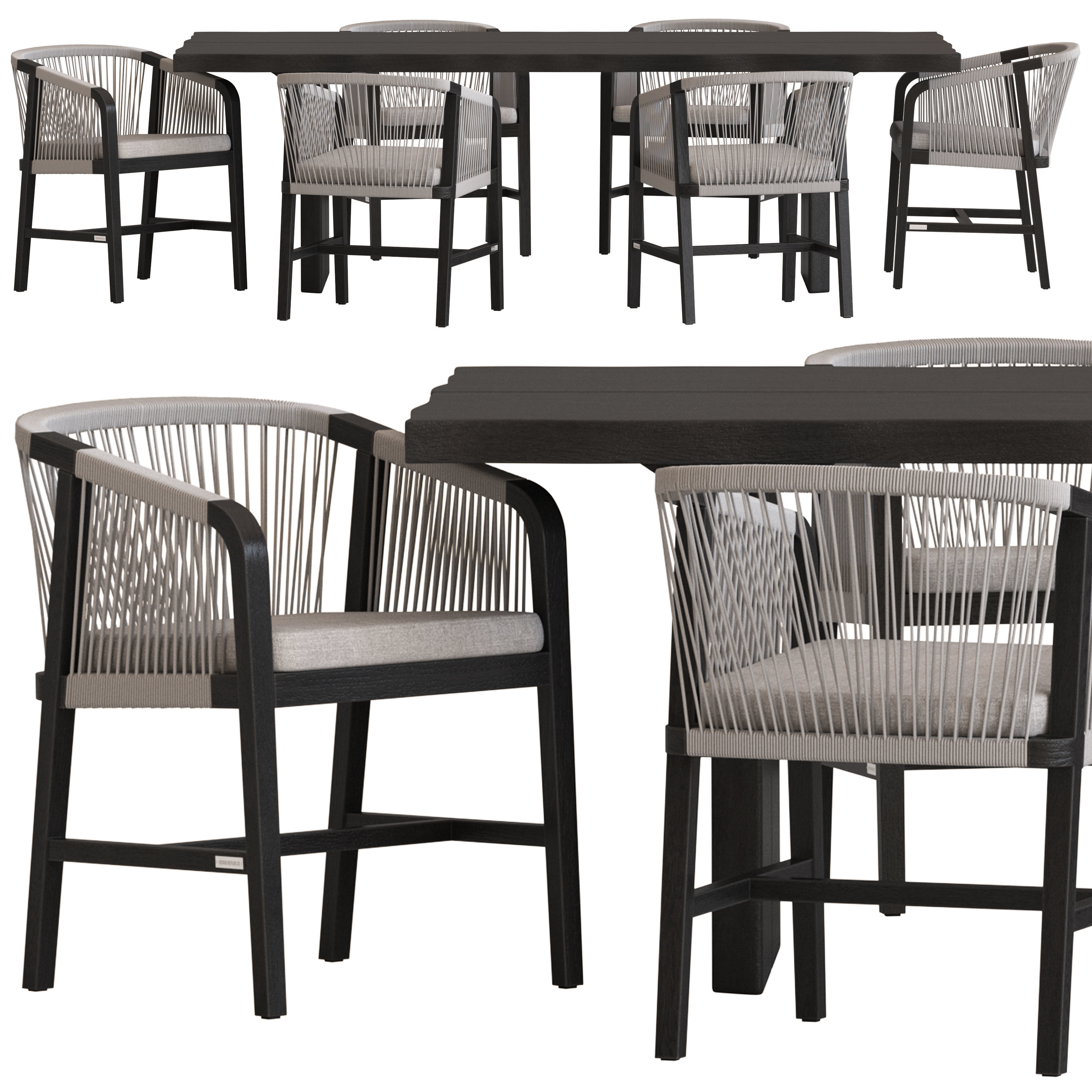 Coco Republic St Joseph Chair  and Newport Live Edge Table 3D model_1