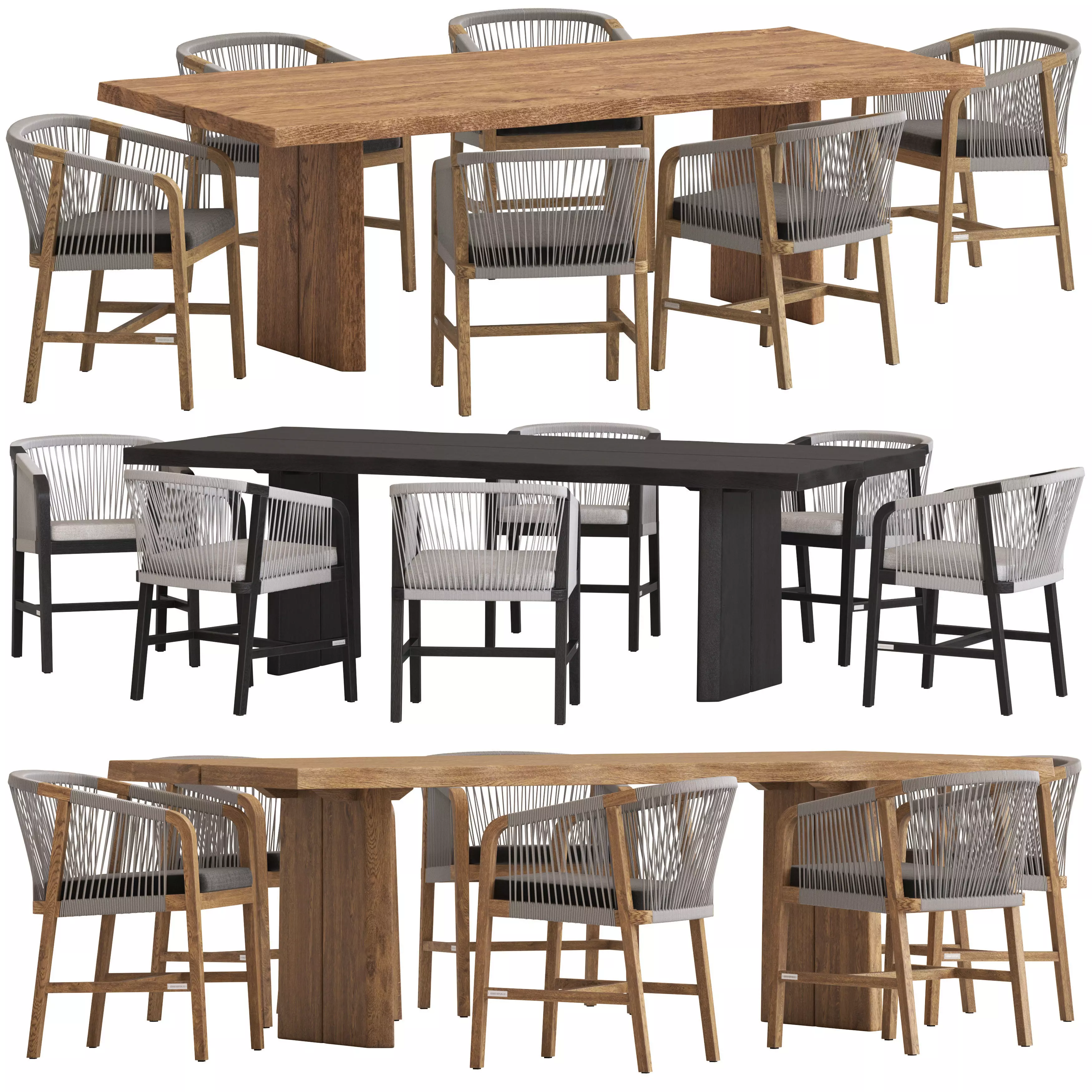 Coco Republic St Joseph Chair  and Newport Live Edge Table 3D model_0