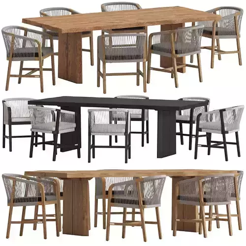 Coco Republic St Joseph Chair  and Newport Live Edge Table 3D model