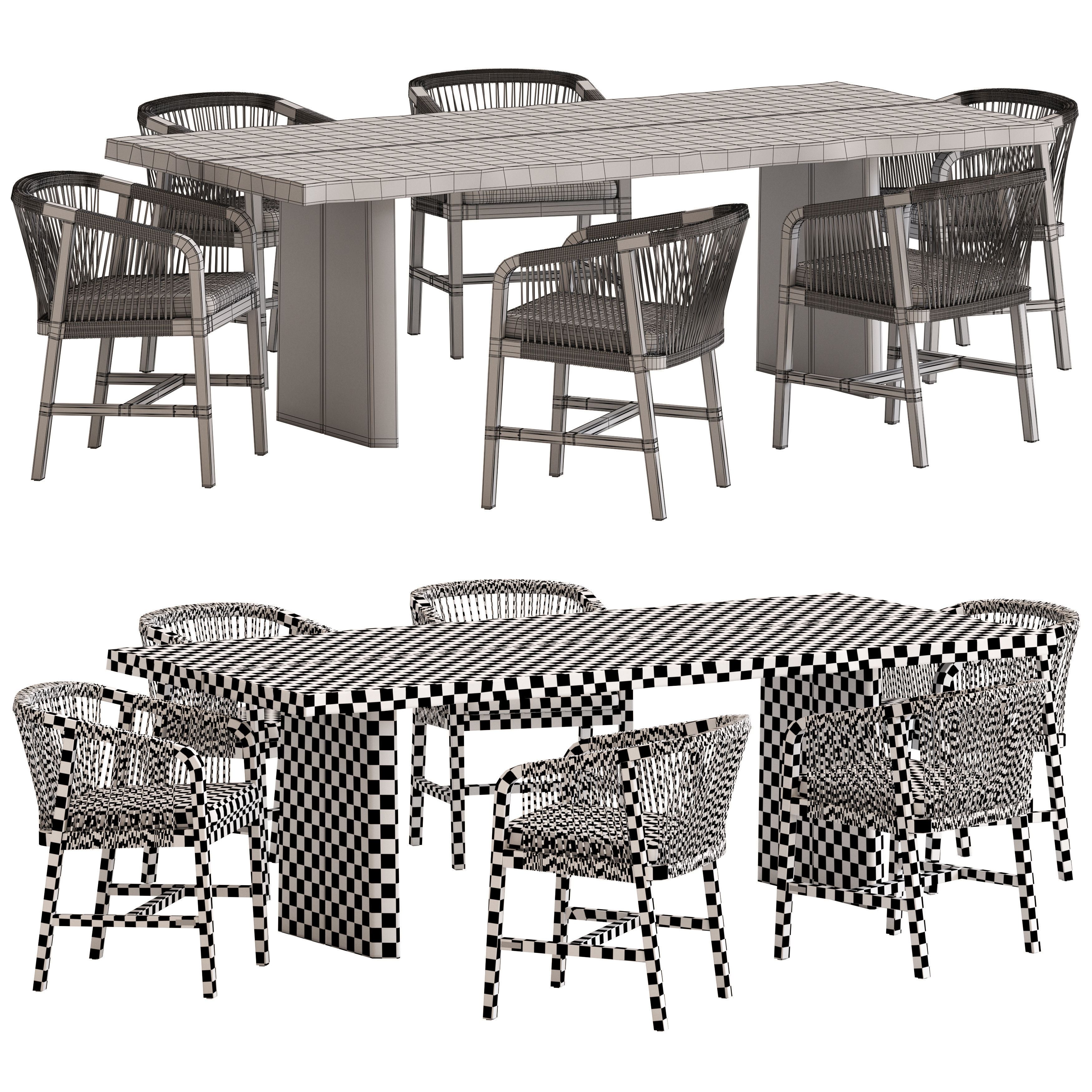 Coco Republic St Joseph Chair  and Newport Live Edge Table 3D model_4