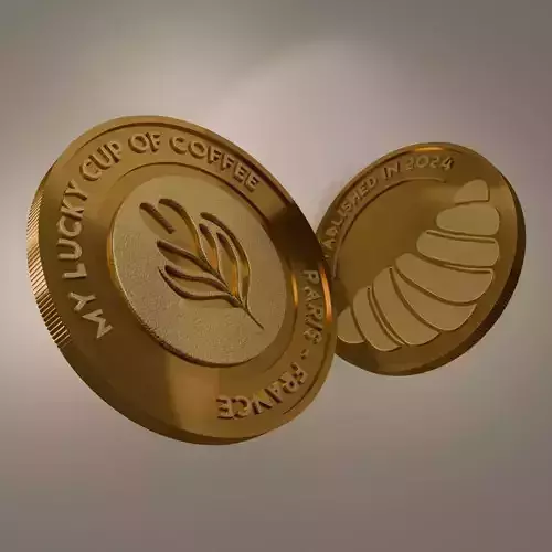 Gold souvenir coin for coffee lovers