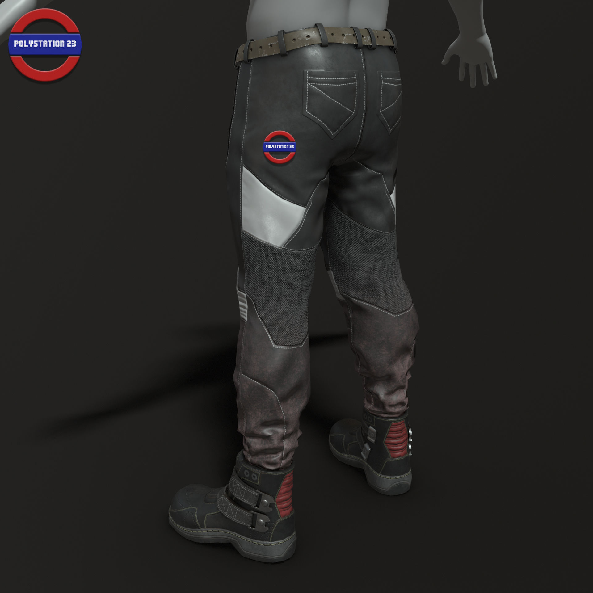 Sci fi pants v1 game ready Low-poly 3D model_3