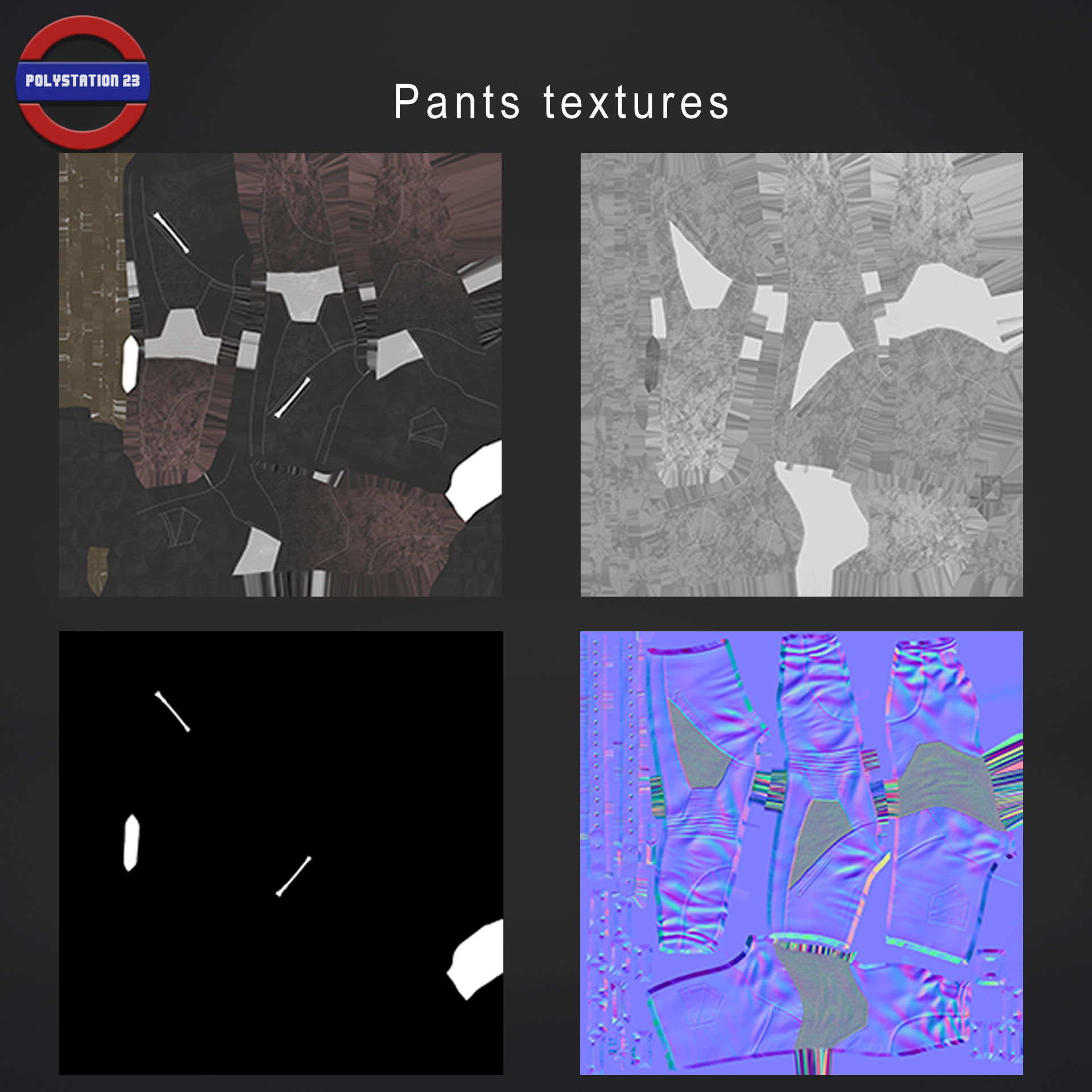 Sci fi pants v1 game ready Low-poly 3D model_10