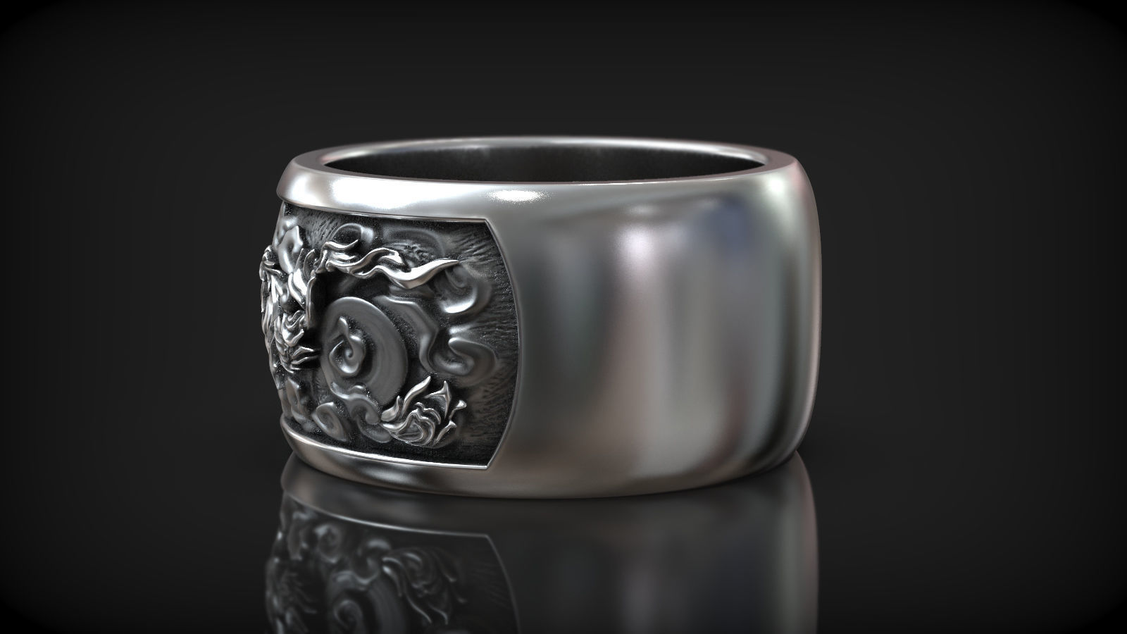 Chinese Fengchuang Mythical Bird Fenix Unisex Ring 3D print model_4