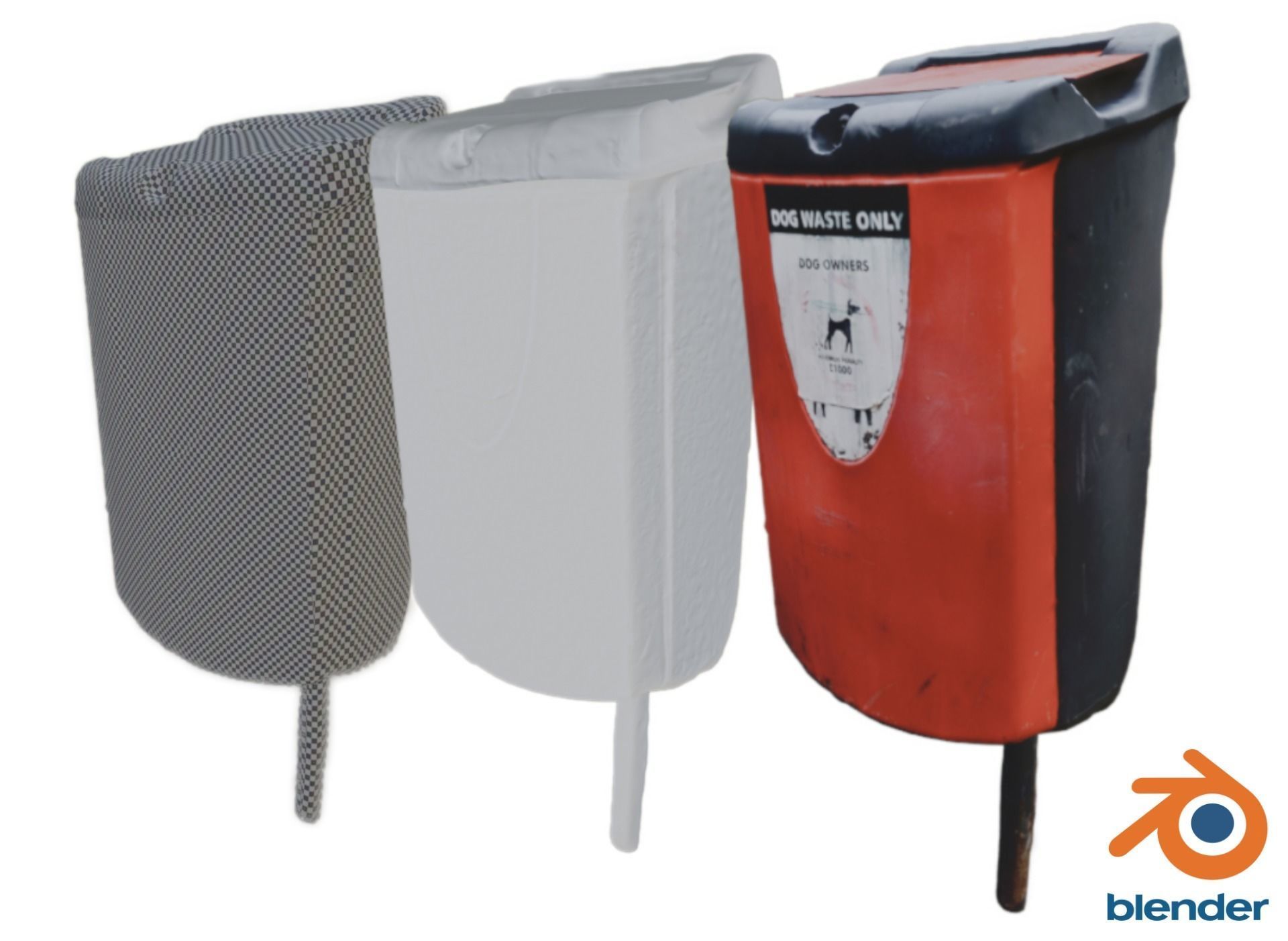 Park Dog Bin - 8K UHD - 3D Scan Model Low-poly 3D model_3