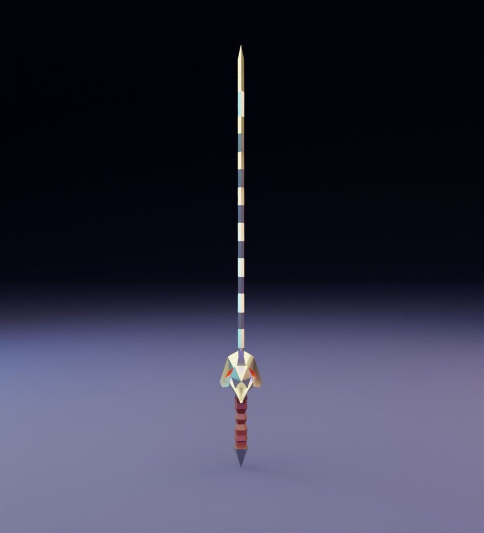 Sword with hcrooked blade 3D model for 3D print Low-poly 3D model_4