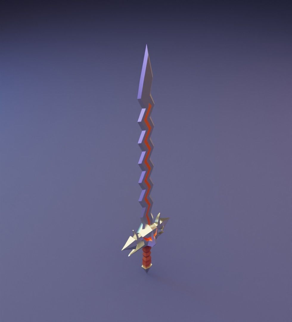 Sword with hcrooked blade 3D model for 3D print Low-poly 3D model_7