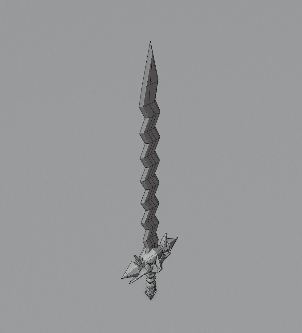 Sword with hcrooked blade 3D model for 3D print Low-poly 3D model_19
