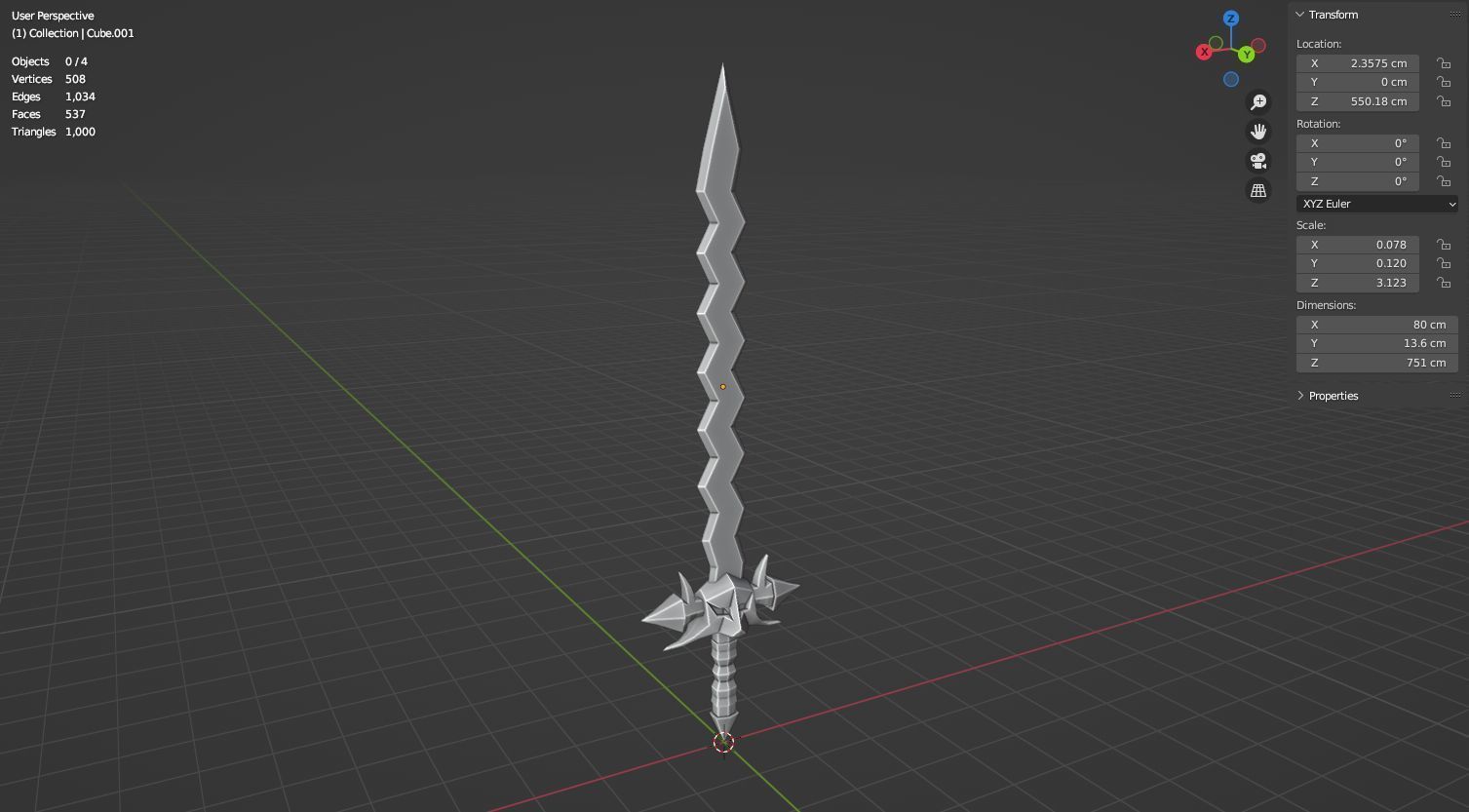 Sword with hcrooked blade 3D model for 3D print Low-poly 3D model_20
