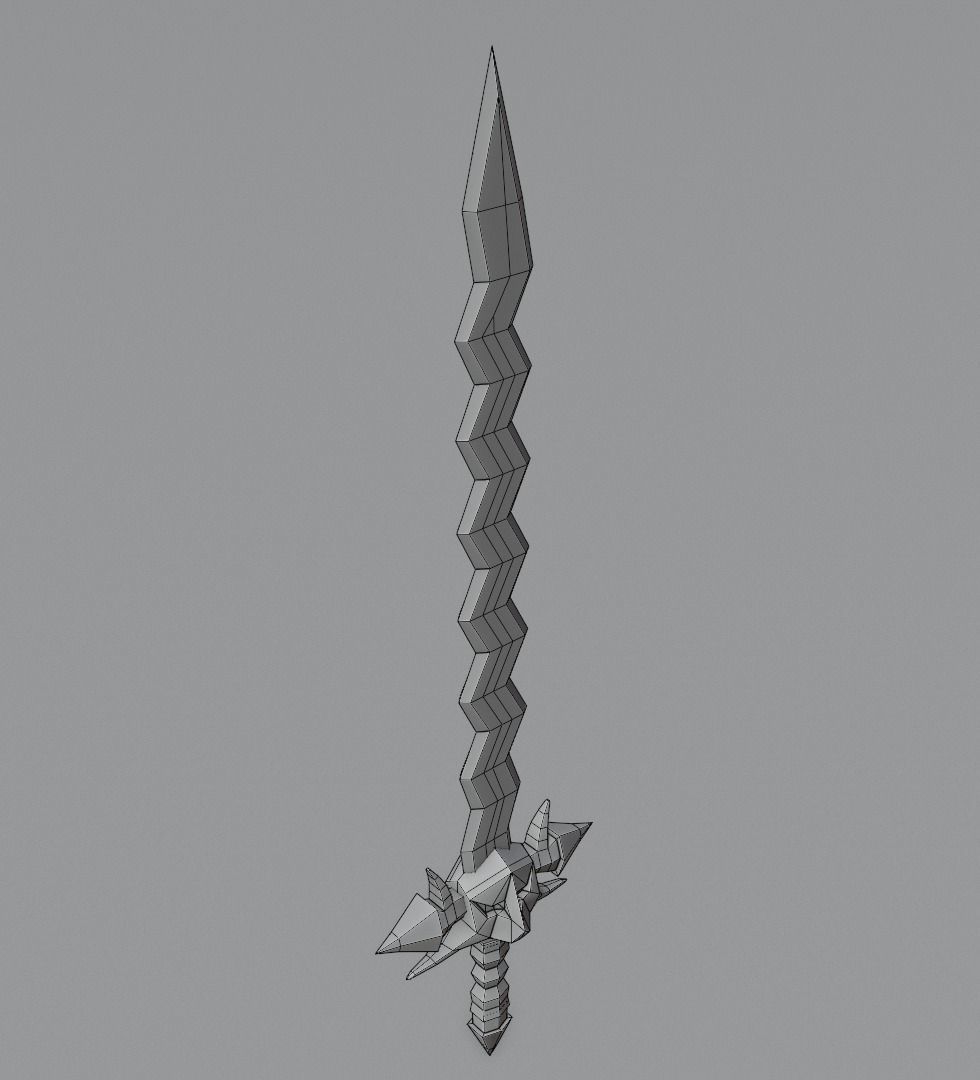 Sword with hcrooked blade 3D model for 3D print Low-poly 3D model_10