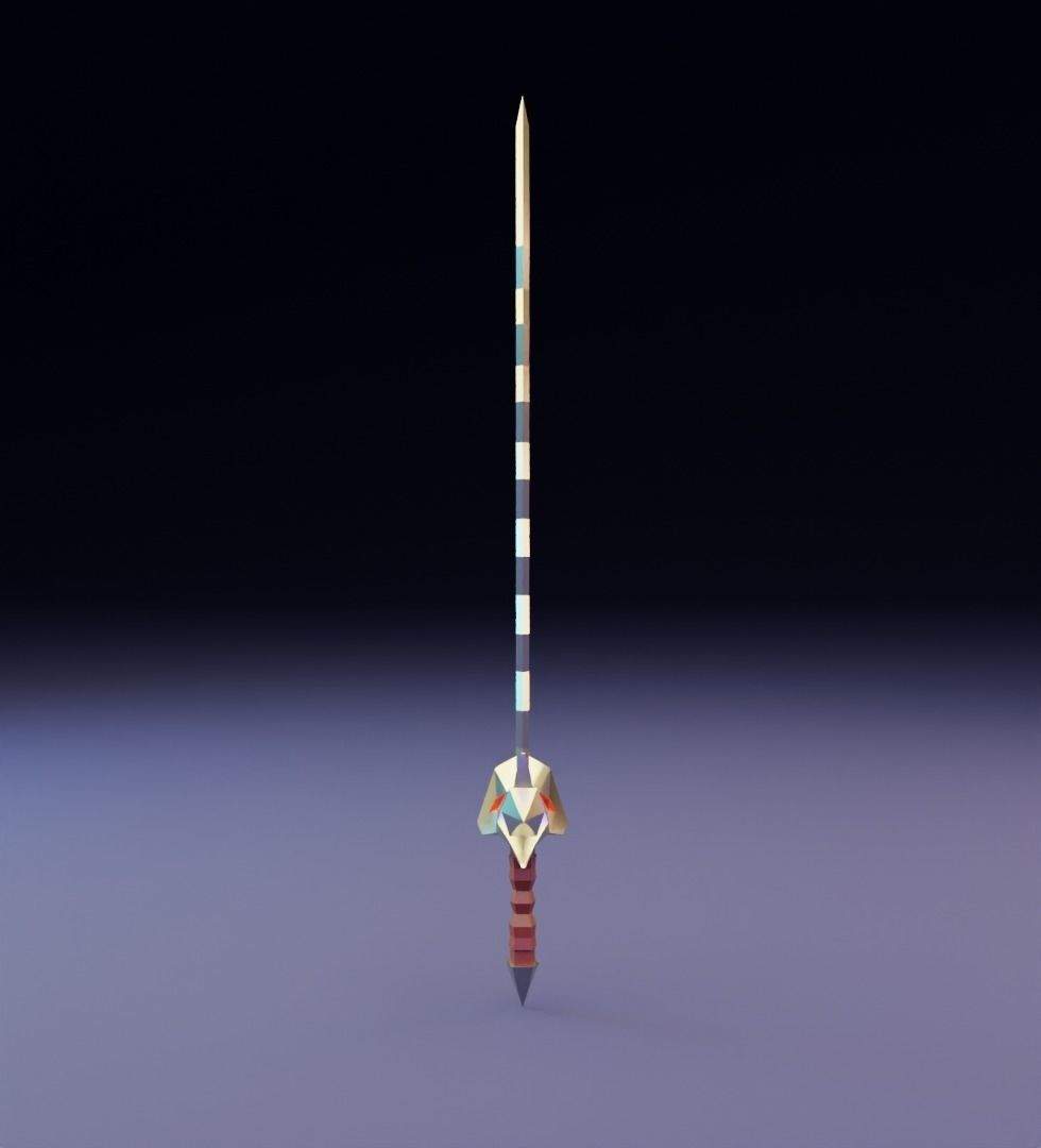 Sword with hcrooked blade 3D model for 3D print Low-poly 3D model_3