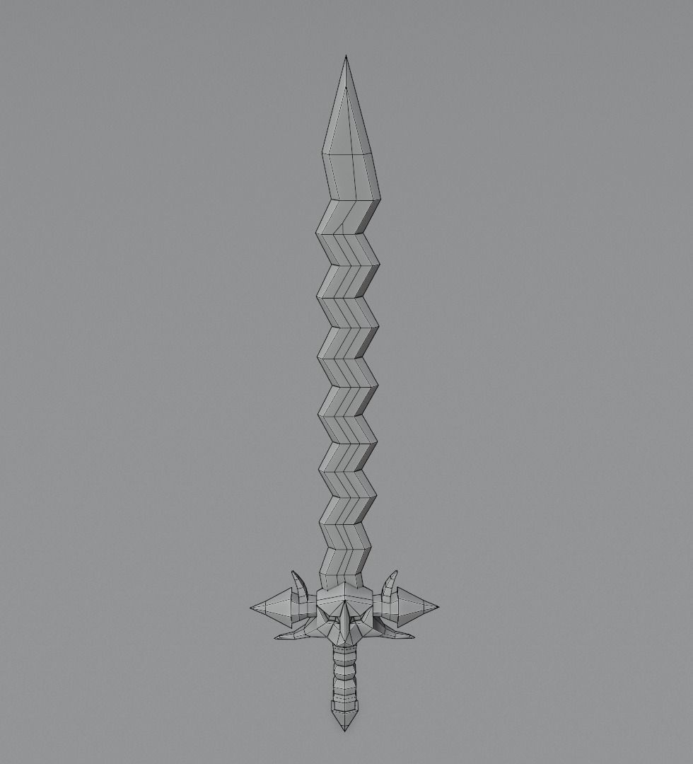 Sword with hcrooked blade 3D model for 3D print Low-poly 3D model_11