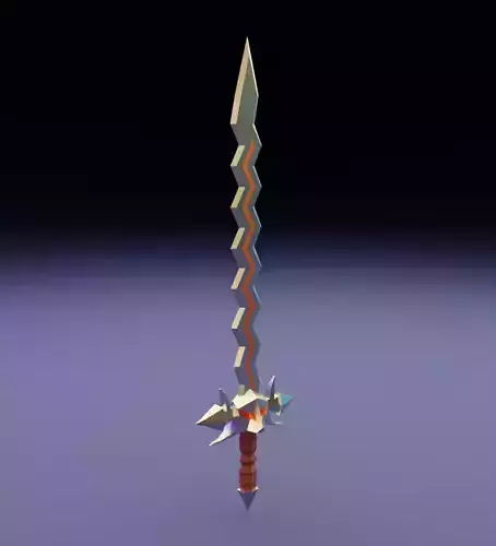 Sword with hcrooked blade 3D model for 3D print