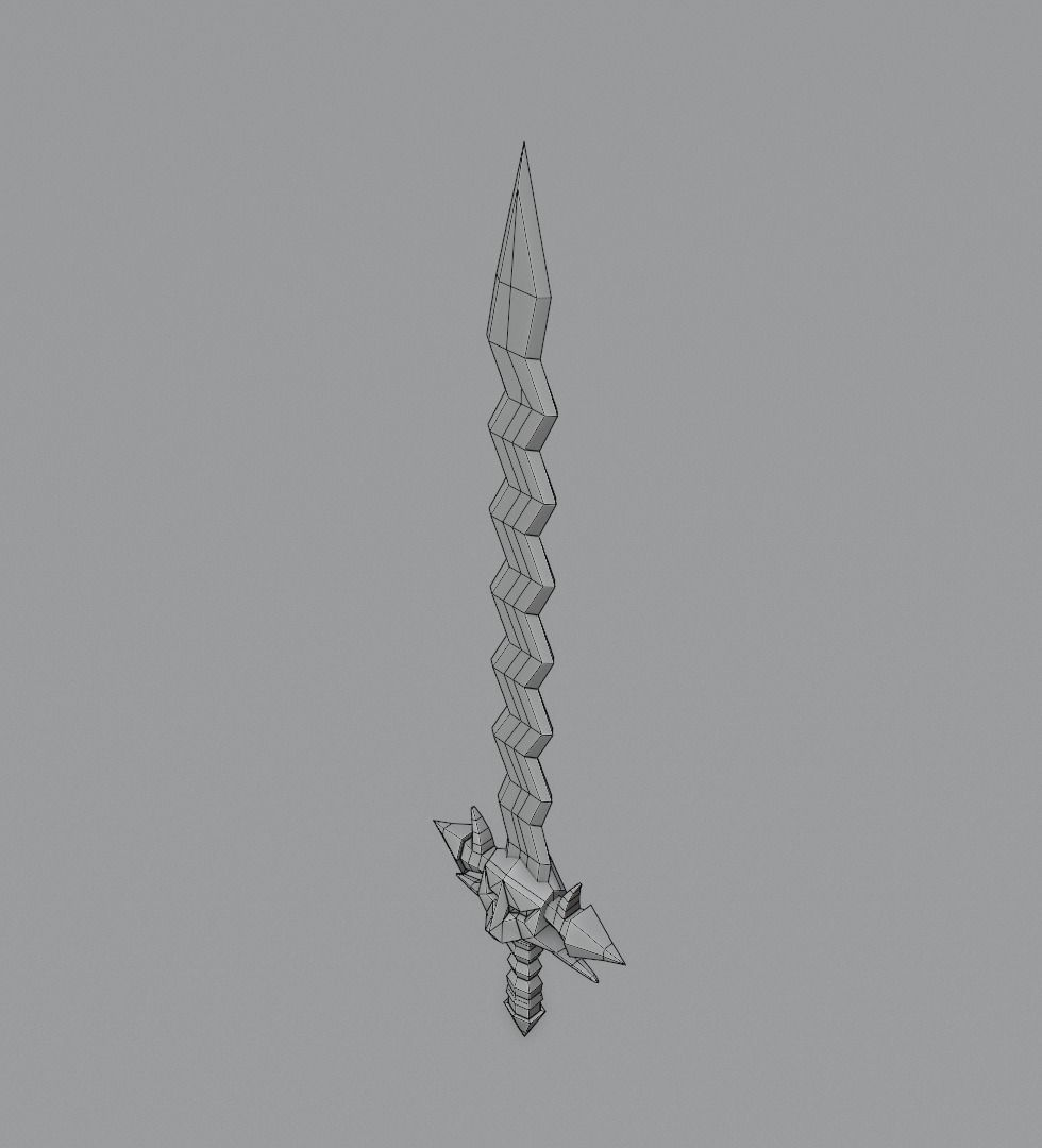 Sword with hcrooked blade 3D model for 3D print Low-poly 3D model_16