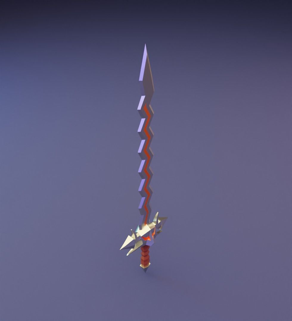 Sword with hcrooked blade 3D model for 3D print Low-poly 3D model_9