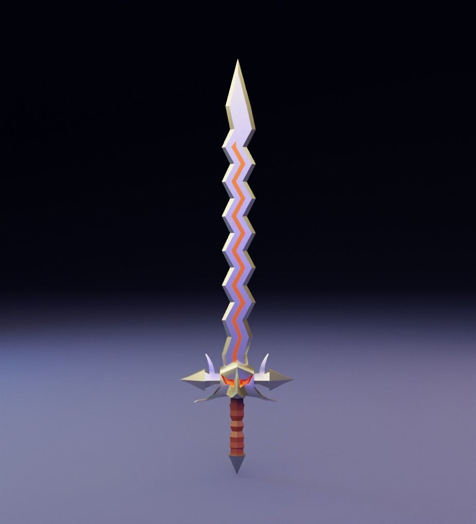 Sword with hcrooked blade 3D model for 3D print Low-poly 3D model_5
