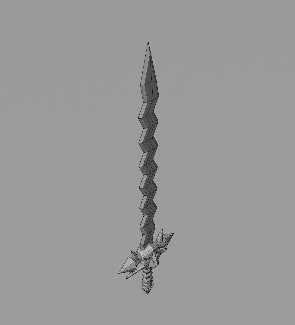 Sword with hcrooked blade 3D model for 3D print Low-poly 3D model_17