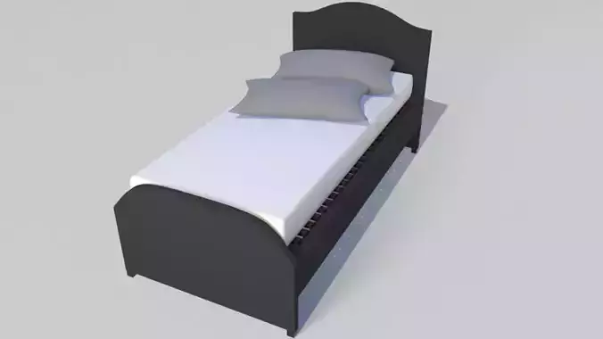 single bed Mattress and 2 Pillows 3D print model