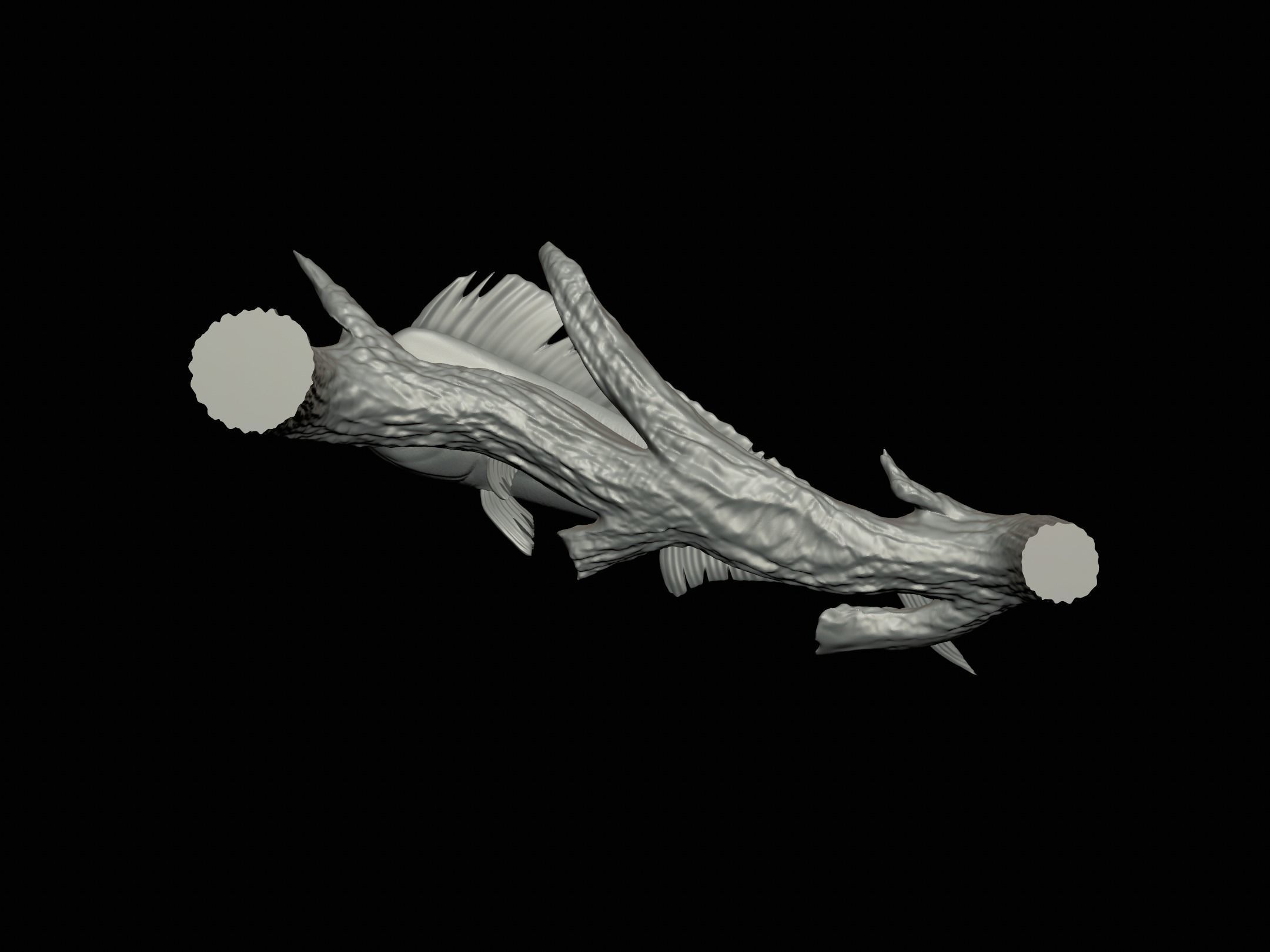 MAHI MAHI UNDERWATER STATUE ON THE WALL DETAILED TEXTURE  3D print model_19