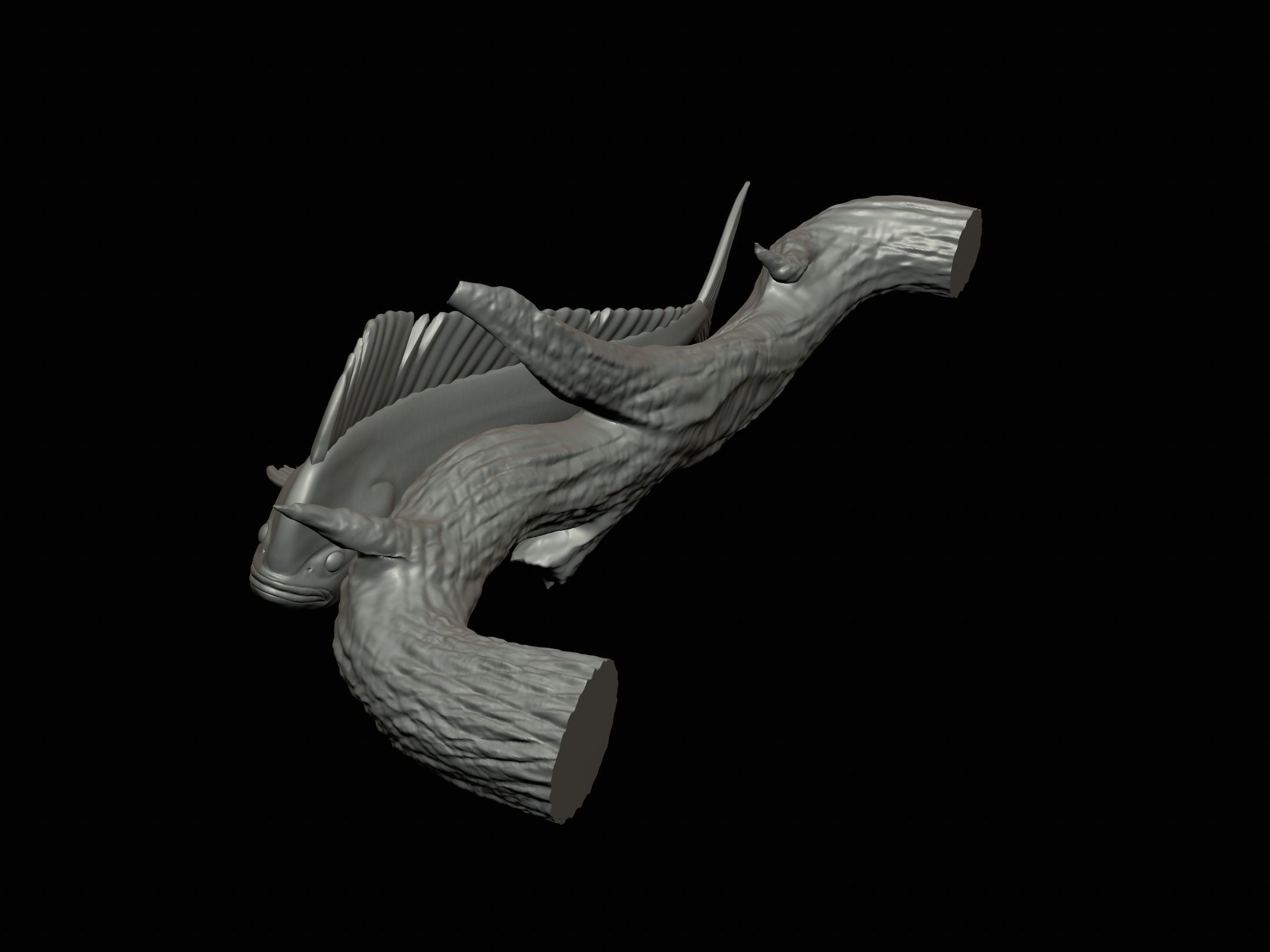 MAHI MAHI UNDERWATER STATUE ON THE WALL DETAILED TEXTURE  3D print model_13