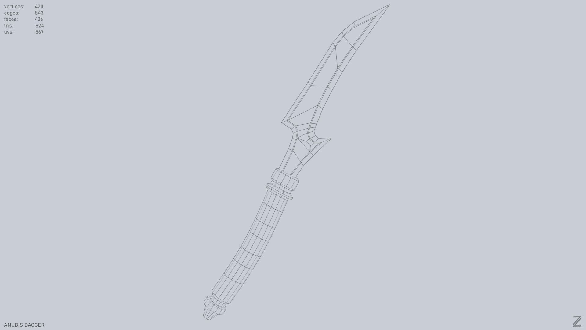 Anubis dagger Low-poly 3D model_15