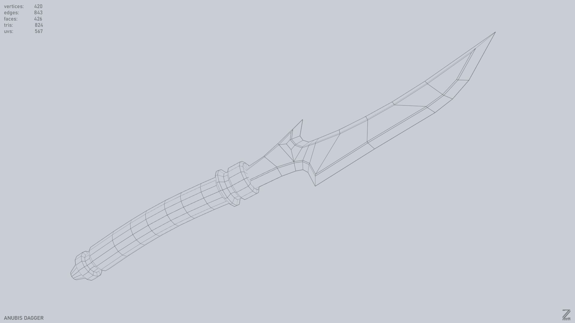 Anubis dagger Low-poly 3D model_14