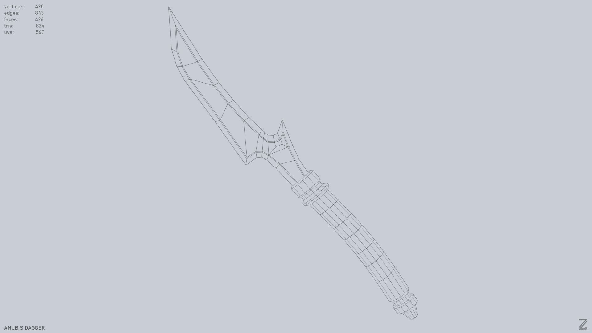 Anubis dagger Low-poly 3D model_10