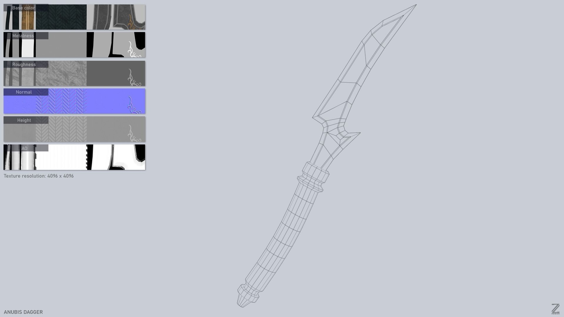 Anubis dagger Low-poly 3D model_3