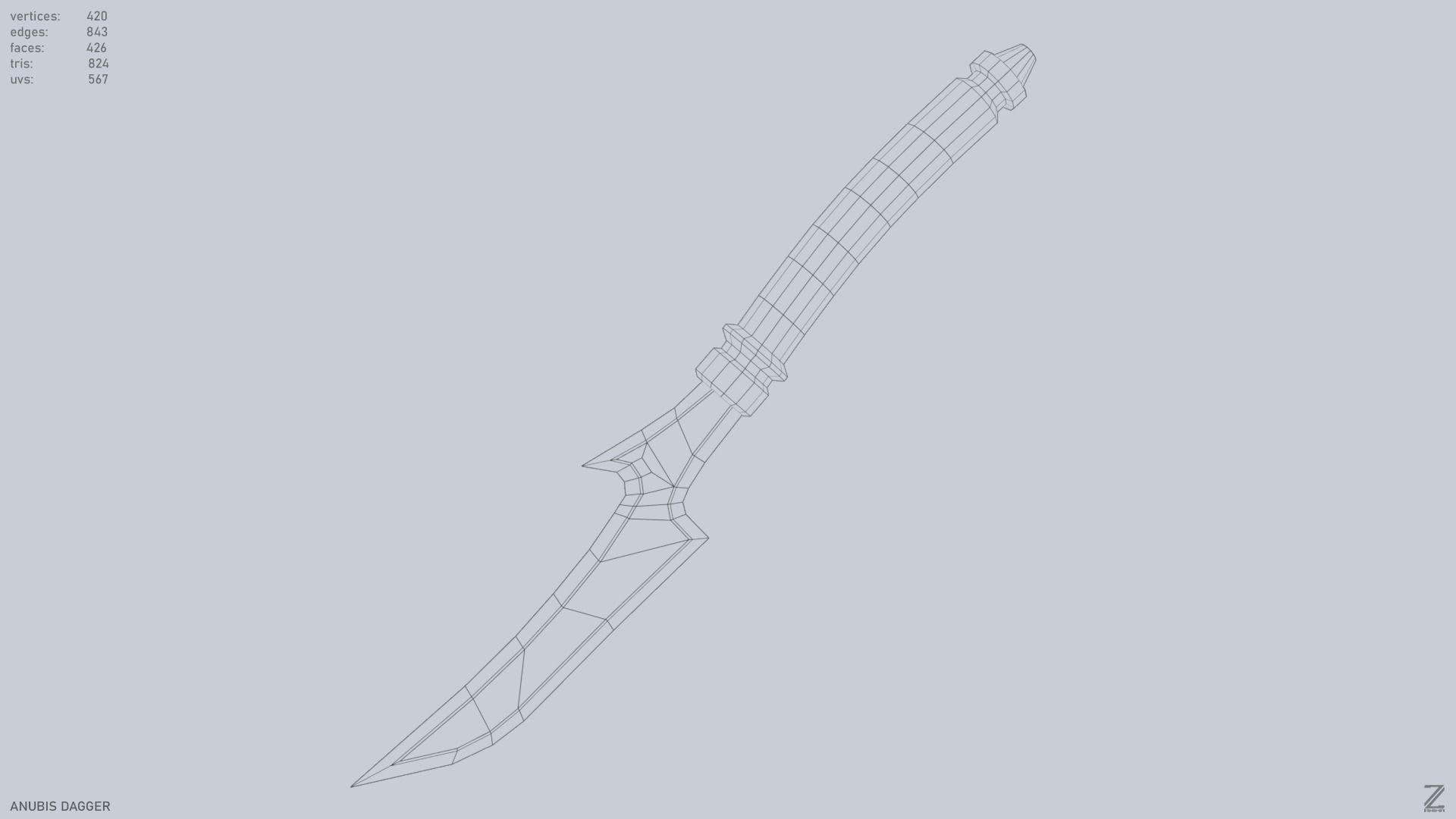 Anubis dagger Low-poly 3D model_12